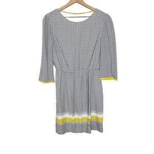 BODEN Women's 8R Dolly A Line Knee Length Peasant Dress Yellow Black White